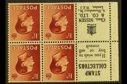 1936 BOOKLET PANE & ADVERTISING LABEL 1½d Red-brown Inverted Watermark, GB Spec PB5a (perf Type P)... - Unclassified