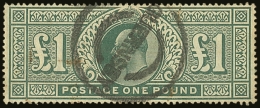 1902 £1 Dull Blue Green SG 266, With Neat Guernsey Circular Cancel, Minor Faults.  For More Images, Please... - Unclassified