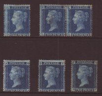 1858-79 2d Blue Plate 9, Six Mint Or One Unused Examples Incl. A Pair, Mixed Condition. (6 Stamps) For More... - Other & Unclassified