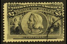 1893 Columbian Exposition $5 Black (SG 250, Sc 245), Used With A Lovely Corner Cds. A Beauty, Signed Georg Buhler.... - Other & Unclassified