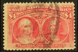 1893 Columbian Exposition $4 Rose-carmine (SG 249a, Sc 244a), Lightly Used With Lovely Fresh Colour, Signed Georg... - Other & Unclassified