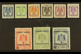 SPANISH GUINEA 1941 "Correo Aereo Intercolonial" Unissued Overprints Complete Set (Galvez A1/9), Very Fine Mint,... - Other & Unclassified