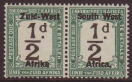 POSTAGE DUE 1923 ½d Black And Green, Horizontal Pair Including "Afrika" Without Stop Variety, SG D6d, Very... - South West Africa (1923-1990)