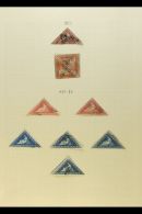 CAPE 1853-1863 TRIANGULARS USED COLLECTION With Shades On Leaves, Inc 1853 1d Blued Papers (x3 Inc Pair), 1855-63... - Unclassified