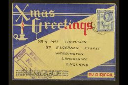 1943 (December) Illustrated "Xmas Greetings" Air Letter Sheet To England Bearing KGVI 3a (SG 108) Tied By A.P.O.... - Somaliland (Protectorate ...-1959)