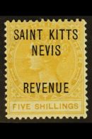 REVENUE 1884 5s Yellow-brown, Barefoot 5, Very Fine Mint. For More Images, Please Visit... - St.Kitts And Nevis ( 1983-...)