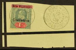 ENGLISH 1908 1s Green & Carmine Watermark CA Overprint, SG 9, Fine Used On Piece Tied By "Port Villa" Cds... - Other & Unclassified