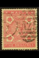 1886 5s Rose, Watermark Inverted, SG 30w, Neat A25 Duplex. For More Images, Please Visit... - Malta (...-1964)