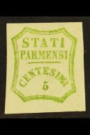 PARMA 1859 5c Yellow Green, 2nd Printing, Provisional Govt, Sass 13, Super Mint Og. A Wonderful Stamp With Huge... - Unclassified