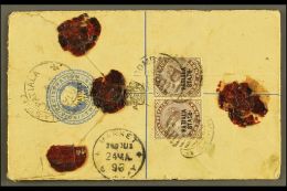 PATIALA 1896 Registered Cover To Bombay With Patiala Railway Station Registration Cachet; On Reverse 2a... - Other & Unclassified