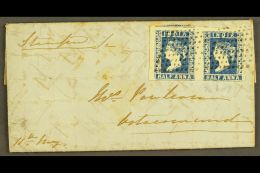 1854 ½a Blue Die I, SG 2, Horizontal Pair With Clear To Huge Margins, Tied To An Entire Letter By Dotted... - Other & Unclassified