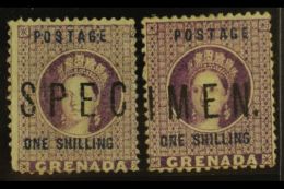 1975 1s Deep Mauve, SG 13, 2 Stamps Showing The Overprint "SPEC" And "IMEN", For Some Reason Unknown All These... - Grenada (...-1974)