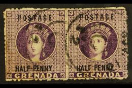 1881 ½d Deep Mauve Pair, Horizontal Pair R/h Stamp Showing The Variety "No Hyphen", SG 21/21d, Good Used.... - Grenada (...-1974)