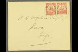 SAMOA 1903 (2 Oct) Pretty Env To Fiji Bearing A Pair Of 10pf Carmine "Yacht" Stamps Tied By APIA Cds's, Suva... - Other & Unclassified