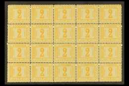 POSTAGE DUES 1888 2p Orange, Perf 11½ No Watermark, As SG D69, An Impressive NHM BLOCK OF 20 Forgeries. (20... - Other & Unclassified