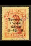 1919 BARRANQUILLA AIR POST STAMP 1919 2c Carmine-rose Narino With "1er Servicio Postal Aereo 6-18-19" Overprint... - Colombia