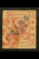 SHANGHAI MUNICIPAL POST 1877 1ca On 3ca Rose On Rose, SG 68, Very Fine Used. Scarce Stamp. For More Images, Please... - Other & Unclassified