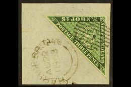 1860 3d Green, SG 11, With Good Margins All Round, Superb Used On Piece, Tied By Barred Oval With Harbour Britain... - Other & Unclassified