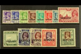 OFFICIALS 1939 KGVI "Service" Overprinted Set, SG O15/27, Very Lightly Hinged Mint (13 Stamps) For More Images,... - Burma (...-1947)