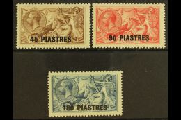 1921 SEAHORSE SET With 45pi On 2s 6d, 90pi On 5s Rose Carmine And 180pi On 10s Dull Grey Blue, SG 48/50, Very Fine... - British Levant