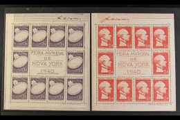 1940 New York World's Fair, 1000r Dull Violet & 5000r Red In Sheets Of 10, Scott 496a, 497a, Without Gum As... - Other & Unclassified