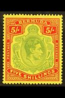 1938-53 5s Pale Green & Red On Yellow, Perf 14 Chalk Paper, SG 118a, Very Lightly Hinged Mint For More Images,... - Bermuda