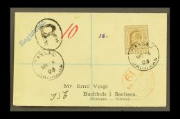 1903 (March) Meat Envelope Registered To Germany, Bearing Single 6d Brown, SG 66, Tied By Nassau Cds, London... - Other & Unclassified