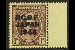 BCOF (JAPAN) 1946 1d Brown Purple Variety "Blue-black Ovpt", SG J2a, Never Hinged Mint. For More Images, Please... - Other & Unclassified