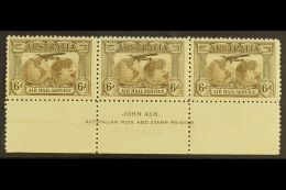 1931 6d Sepia "Air Mail Service", SG 139, JOHN ASH Imprint Strip Of Three, Never Hinged Mint. For More Images,... - Other & Unclassified