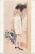 Raphael Kirchner, Art Nouveau, Nudes, Lady In A Sexy Transparent Dress, Old Postcard - Kirchner, Raphael