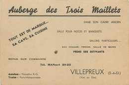 DEP 78 VILLEPREUX  PETIT CARTON PUBLICITAIRE POUR L'AUBERGE DES TROIS MAILLETS ENSEIGNE ENCORE VISIBLE - Villepreux