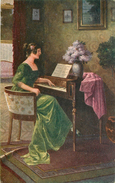 Arts - Peintures & Tableaux - Musique Et Musiciens - Pianos - Piano - Femmes - Femme - R. Kratky - Am Spinett - état - Peintures & Tableaux