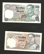 THAILAND / TAILANDIA - 20 BAHT & 10 BAHT / RAMA IX - Lot Of 2 Different Banknotes - Thailand