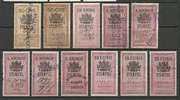 SCHWEDEN Sweden Ca 1880-1895 Lot Stempelmarken Documentary Stamps O - Fiscaux