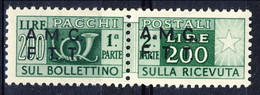 Trieste Zona A Pacchi 1947-48 N.10 L.200 Verde MNH Ben Centrato, Splendide Condizioni Cat. &euro 725 - Pacchi Postali/in Concessione