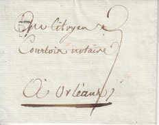 Lettre Avec Correspondance Du 8 Prairial An 3 (1795) De Paris, Marque Port Dû Taxe 3, à Orleans - 1801-1848: Vorläufer XIX