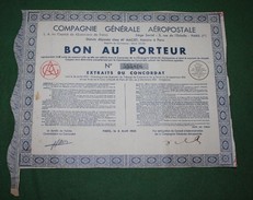 Cie GÉNÉRALE AÉROPOSTALE BON AU PORTEUR 1935 - Luchtvaart