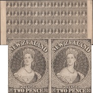 Nouvelle-Zélande 1906. Bloc De 60, Reine Victoria à 2 Pence Selon Une Peinture De Chalon. Réimpression Officielle - Ungebraucht