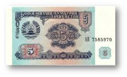 TAJIKISTAN - 5 Rubles - 1994 - Pick 2 - UNC - Serie  AB ( AB ) - The National Bank Of The Republic - Tadzjikistan