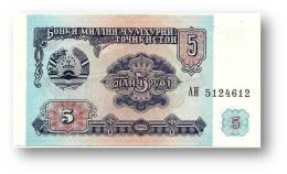 TAJIKISTAN - 5 Rubles - 1994 - Pick 2 - UNC - Serie  AI ( ÐÐ˜ ) - The National Bank Of The Republic - Tadjikistan