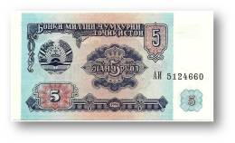 TAJIKISTAN - 5 Rubles - 1994 - Pick 2 - UNC - Serie  AI ( ÐÐ˜ ) - The National Bank Of The Republic - Tadzjikistan