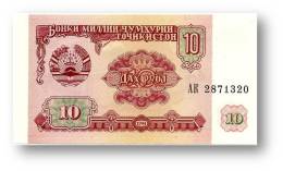 TAJIKISTAN - 10 Rubles - 1994 - Pick 3 - UNC - Serie  AK ( AK ) - The National Bank Of The Republic - Tadschikistan