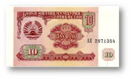 TAJIKISTAN - 10 Rubles - 1994 - Pick 3 - UNC - Serie  AK ( AK ) - The National Bank Of The Republic - Tadschikistan