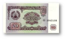 TAJIKISTAN - 20 Rubles - 1994 - Pick 4 - UNC - Serie  AA ( AA ) - The National Bank Of The Republic - Tadschikistan