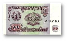 TAJIKISTAN - 20 Rubles - 1994 - Pick 4 - UNC - Serie  AA ( AA ) - The National Bank Of The Republic - Tadjikistan