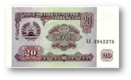 TAJIKISTAN - 20 Rubles - 1994 - Pick 4 - UNC - Serie  AA ( AA ) - The National Bank Of The Republic - Tadzjikistan