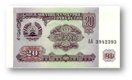 TAJIKISTAN - 20 Rubles - 1994 - Pick 4 - UNC - Serie  AA ( AA ) - The National Bank Of The Republic - Tadschikistan