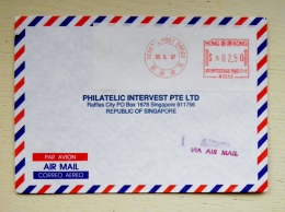 Cover From Hong Kong Sent To Singapore 1997 Atm Machine Red Cancel Label Postage Paid - Briefe U. Dokumente