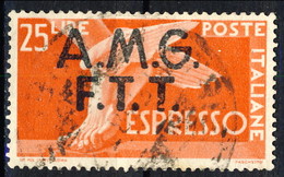 Trieste Zona A Espressi 1947 - 48 N. 2 L. 25 Arancio Usato Cat. € 45 - Exprespost