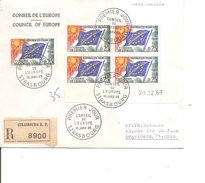 France -Conseil De L'Europe ( Lettre Recommandée De 1965 De Strasbourg Vers Legelbach - Voir Timbres En Coin Daté!) - Lettres & Documents